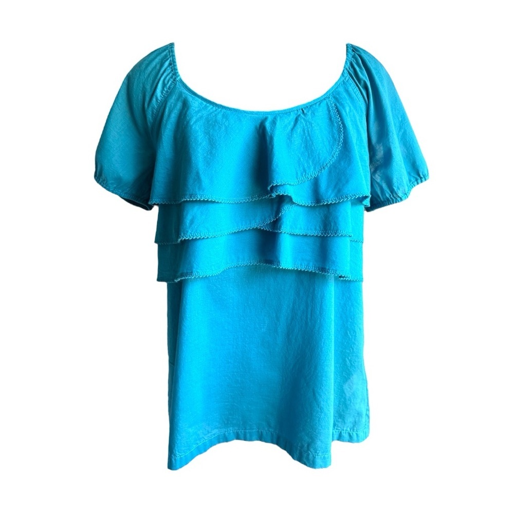 NWOT Anthropologie Blue Ruffled Tiered Blouse